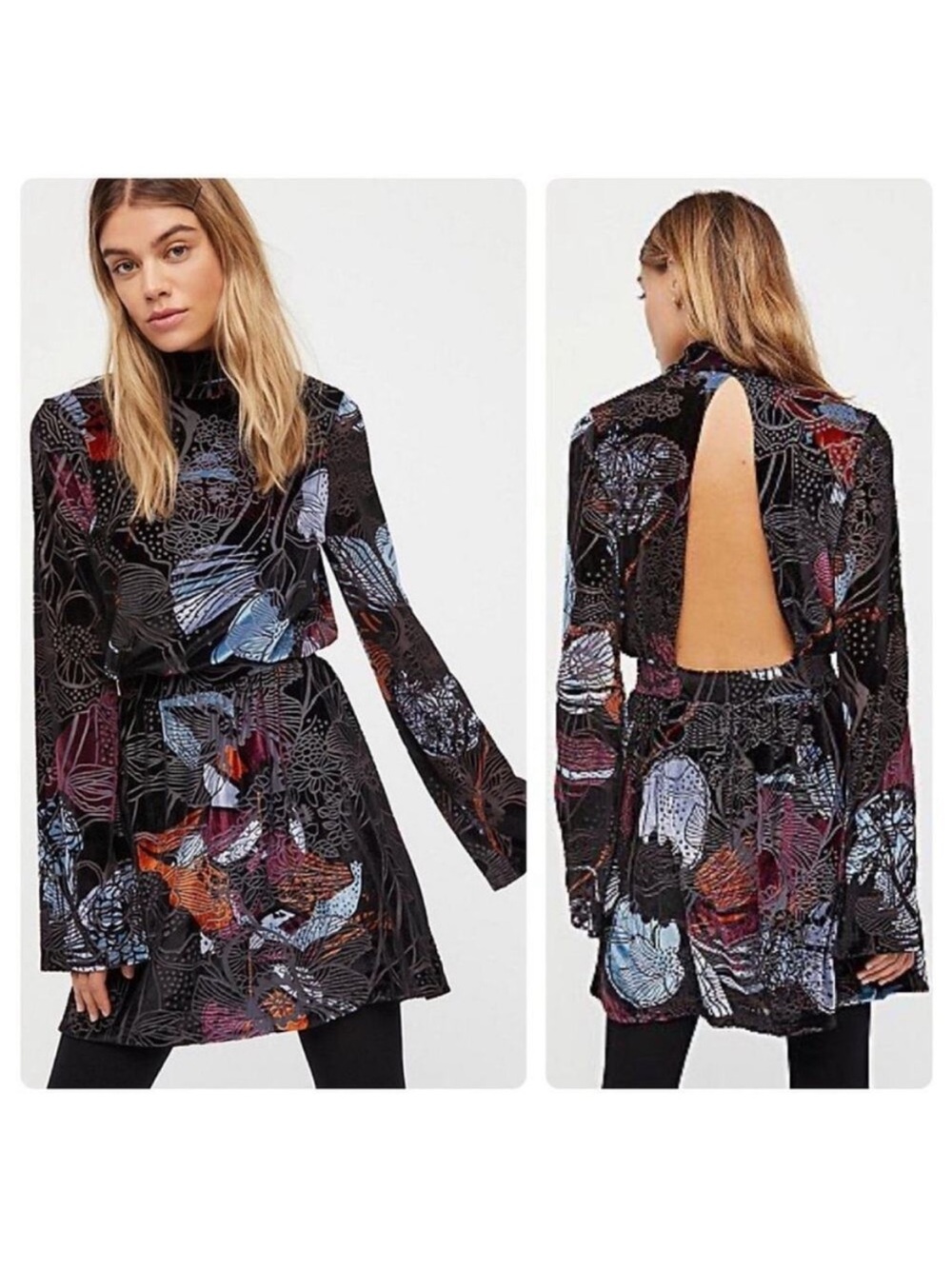 Free People Christine Velvet Fit & Flare Dress XS
